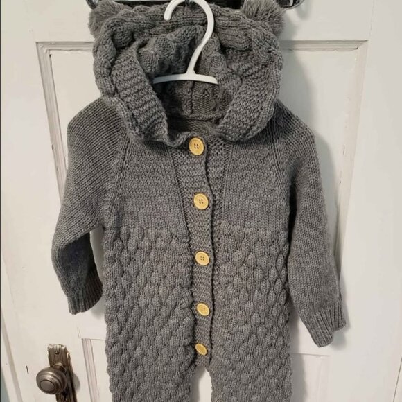 12-18m Baby Knit Onesie Suit Winter Warm Infant Clothing - Picture 1 of 6